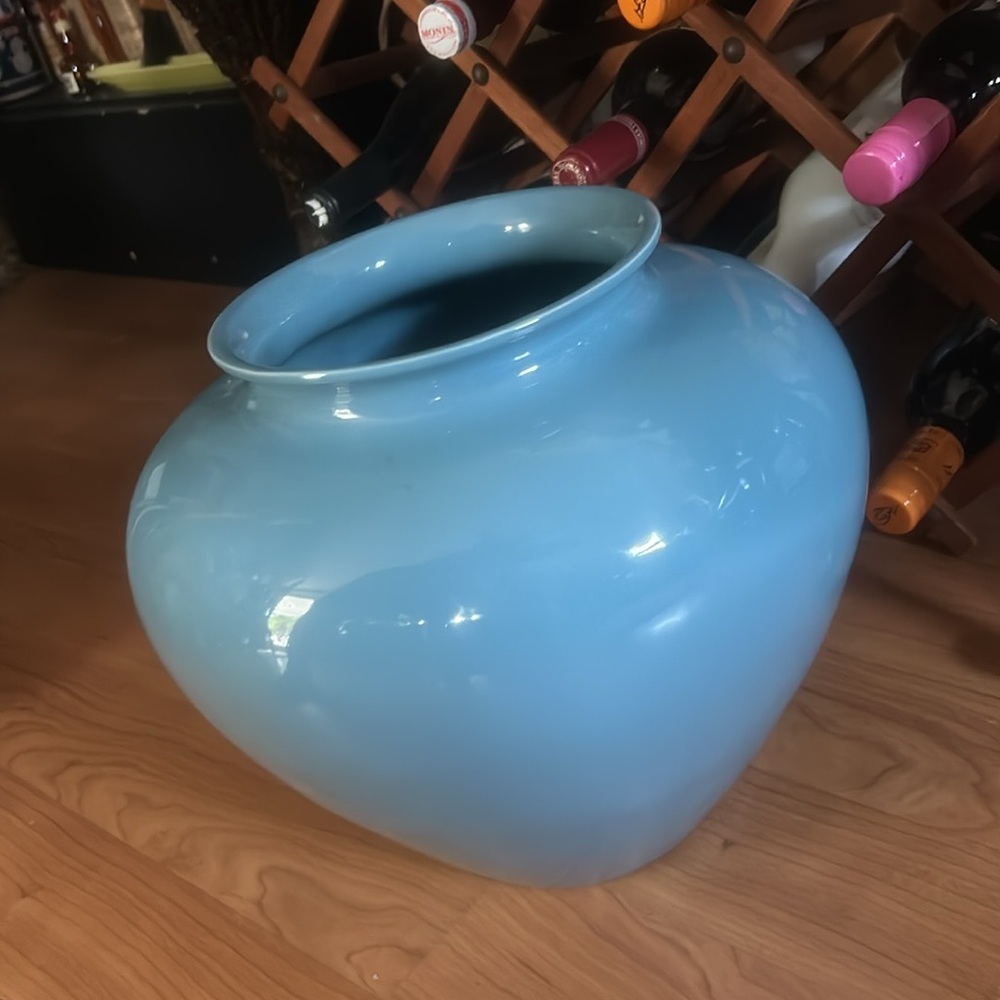 Large Vintage Blue Art Deco Style Haeger Planter Vase